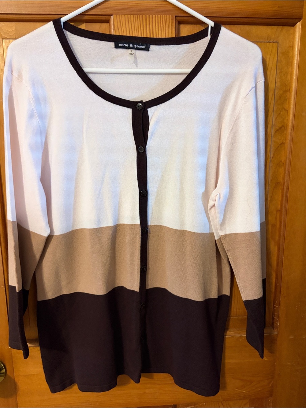 Cable & Gauge Cream, Tan & Brown Colorblock Cardigan